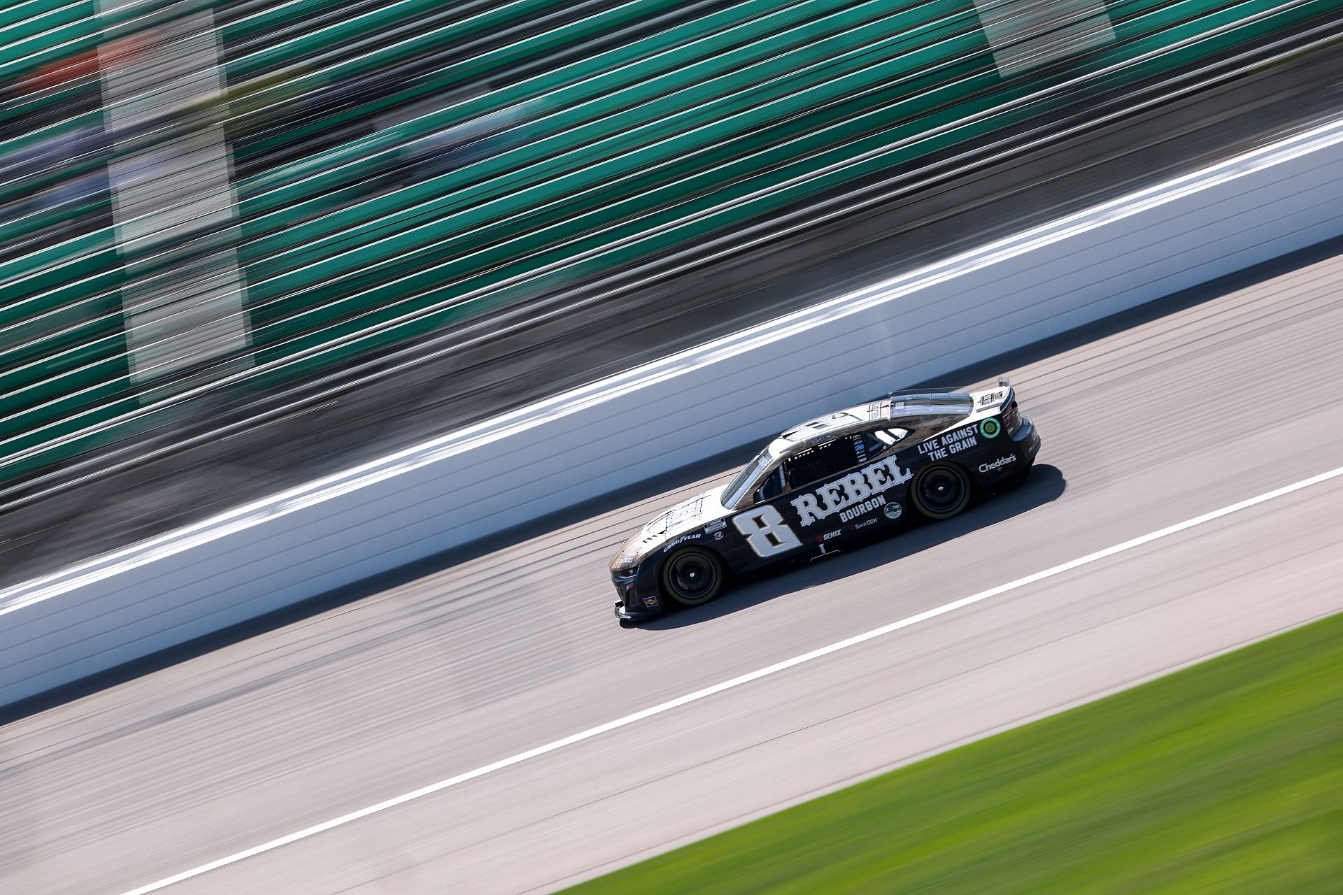 Kyle Busch driving the #8 Chevrolet Camaro at Kansas Speedway - Source: Getty